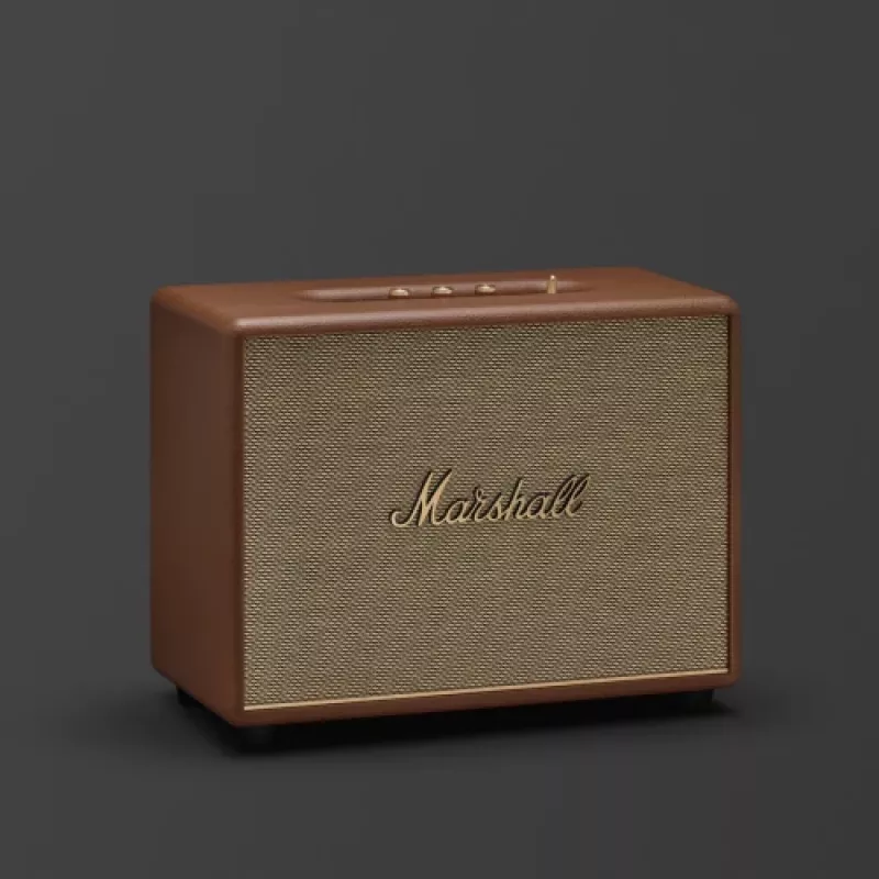 Langaton kaiutin MARSHALL Woburn III ruskea — Multiroom, Bluetooth, Wi‑Fi, analogiset tulot