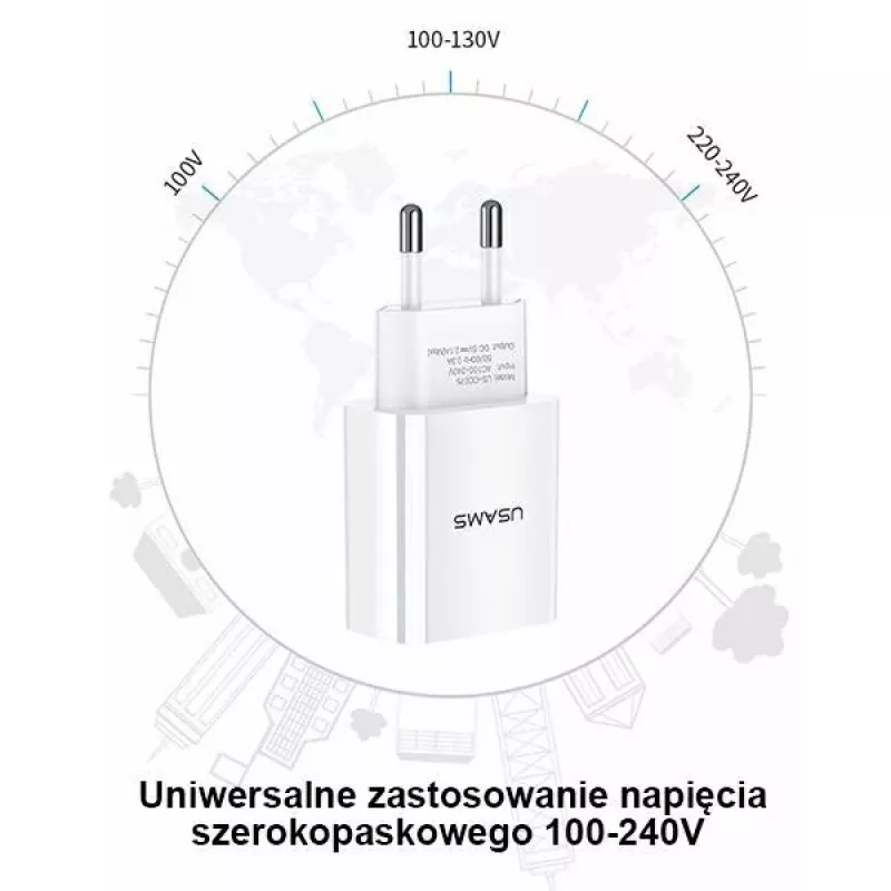 Laturi usams T18 single USB 2.1A vain pää