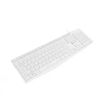 Johdollinen täysnäppäimistö NATEC NAUTILUS NKL-1951, 105 näppäintä, US International QWERTY, valkoinen, USB, 1,8 m