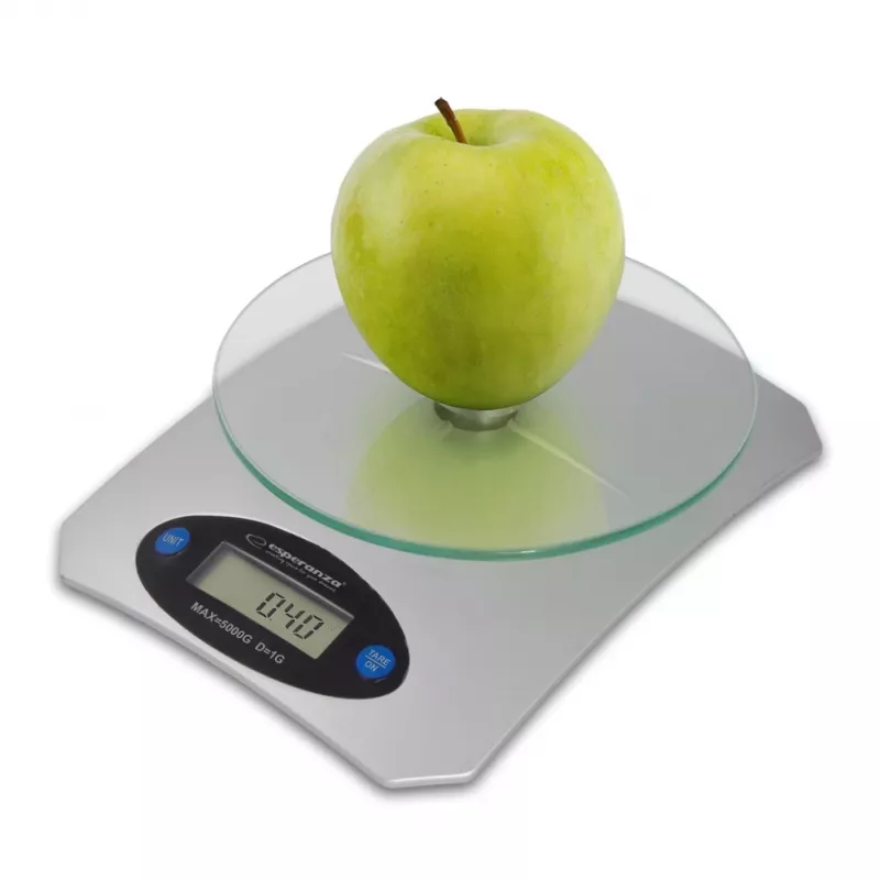 Elektroninen keittiövaaka ESPERANZA Avocado harmaa — 5 kg kapasiteetti, bambualusta, yksiköt g/lb/oz