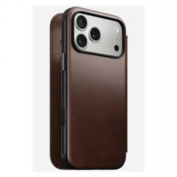 Nomad Modern Leather Folio -puhelinkotelo iPhone 17 Pro Max — ruskea, nahka, 6,3