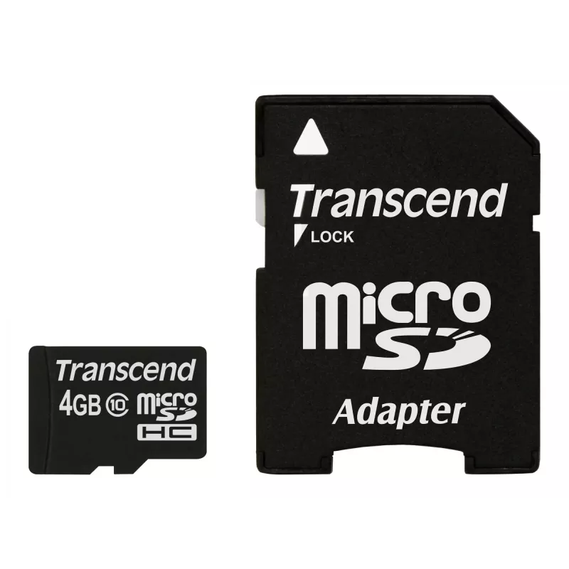 Flash-muisti Transcend 4GB MicroSDHC Class 10 adapterilla