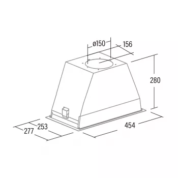 Kattoon upotettava liesituuletin CATA GT-PLUS 45 WH/M, 492×277 mm, 645 m³/h, alumiinisuodatin, ruostumaton teräs
