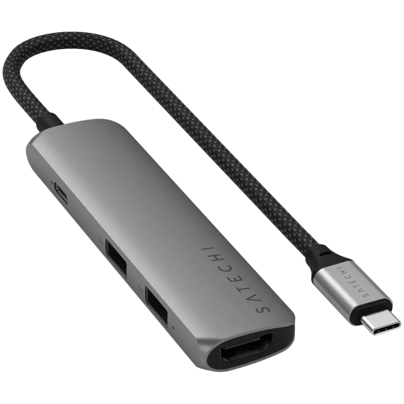 Satechi ST-P4SM USB-keskitin USB Type-C 10000 Mbit/s harmaa