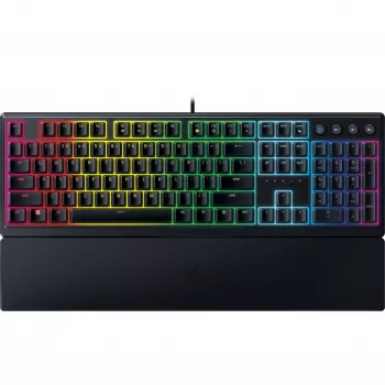 Razer Ornata V3, mekaanis-kalvokytkimet, 10 Razer Chroma RGB -valaistusvyöhykettä, 1000 Hz Ultrapolling, taustavalaistut näppäimet, pehmeä rannetuki - saksalainen näppäinasettelu