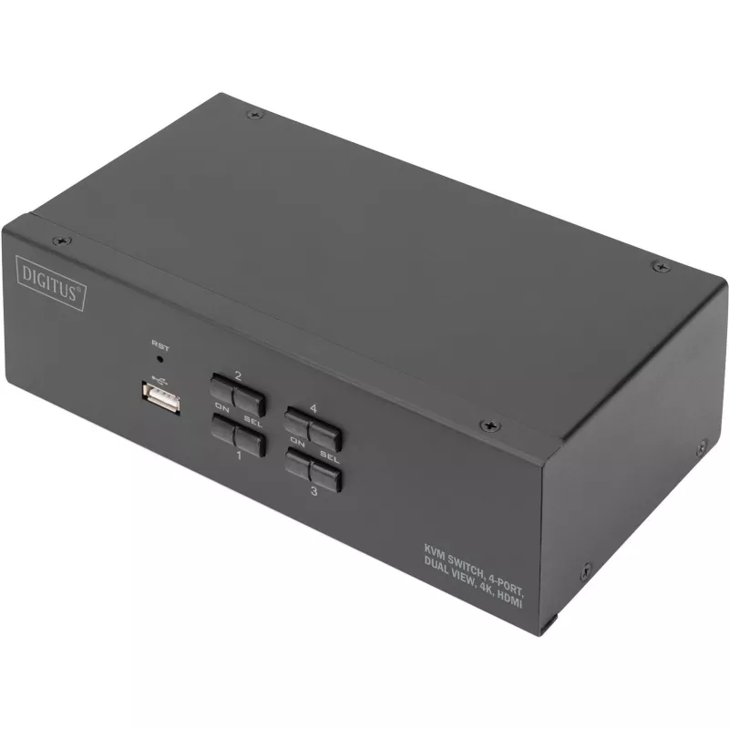 KVM-kytkin Digitus DS-12883 4 porttia Dual Display 4K HDMI USB