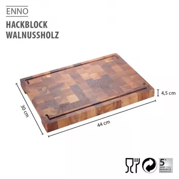 GEFU ENNO saksanpähkinäpuinen leikkuulauta 44 x 30 cm