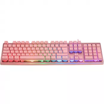 Deltaco GAM-021-RGB-P-DE - täysikokoinen (100%) - USB - kalvonäppäinkytkimet - QWERTZ - pinkki