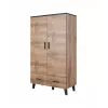 Vaattekaappi cama meble LOTTA 2D2D, 2-ovinen, Wotan-tammi runko, mattamustat ovet, 1100×550×1900 mm
