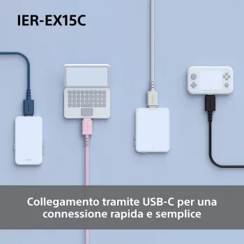 Sony IER-EX15C kuulokemikrofoni johdollinen in-ear puhelut/musiikki USB Type-C sininen
