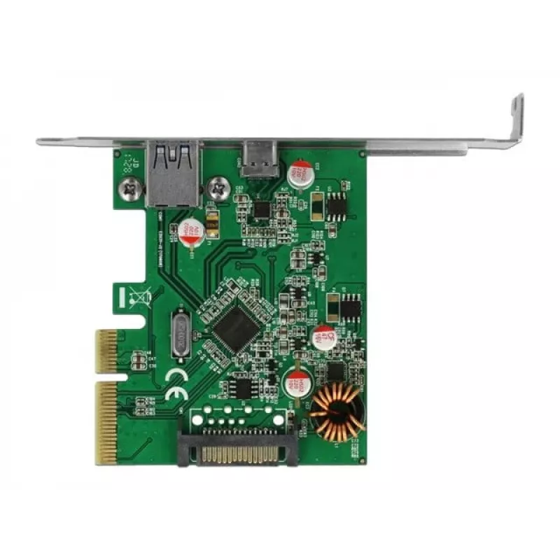 DeLOCK 90299 PCIe x4 -kortti, 1x USB Type-C + 1x USB Type-A, USB 3.2 Gen 2 (10 Gbps)
