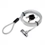 LogiLink NBS009 kannettavan turvakaapeli avainlukolla, 1,8 m, T-tanko, 1,5 cm, 2 avainta, ohut, hopea