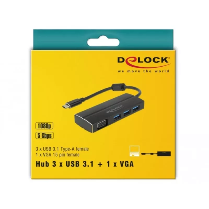 Kannettavan tietokoneen telakka DeLOCK 63932 USB 3.2 Gen 1 Type-C musta