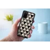 iKins suojakotelo Samsung Galaxy S20+:lle — musta pyramidimuotoilu