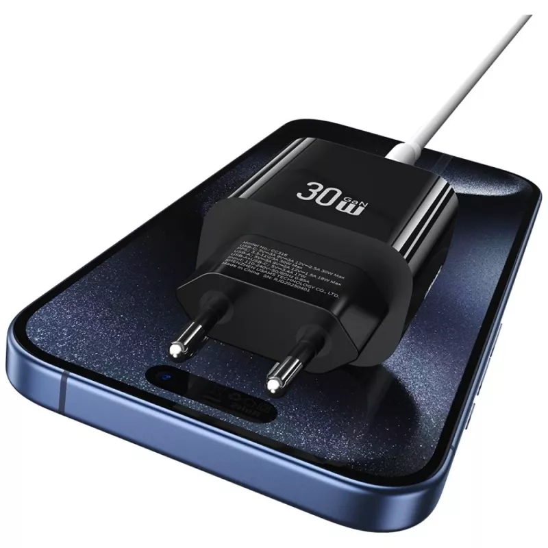 USAMS-laturi USA001631 30W 1x USB-C ja 1x USB-A pikalataus