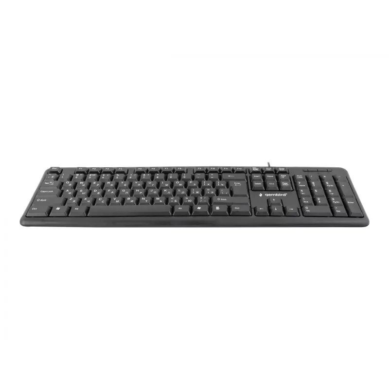 Näppäimistö Gembird KB-U-103-RU toimisto USB QWERTY englanti venäjä musta