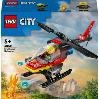 LEGO City palohelikopteri 60411 rakennuslelu, 85 osaa, pyörivät roottorit, 1 minihahmo, ikä 5+ (220×90×60 mm)