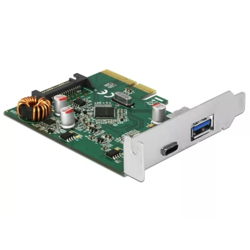 DeLOCK 90299 PCIe x4 -kortti, 1x USB Type-C + 1x USB Type-A, USB 3.2 Gen 2 (10 Gbps)