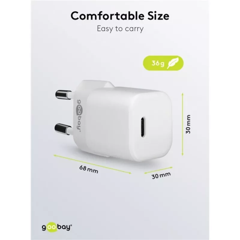Goobay yleinen musta AC-pikalaturi sisäkäyttöön 65403 USB Type-C 110-240V