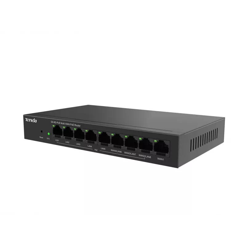 Langallinen reititin Tenda G0-8G-PoE Gigabit Ethernet, musta