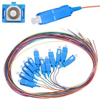 Pigtail-sarja SC/UPC yksimuotokuitu Extralink G.652D 900µm FTTH 1,5 m 12 kpl 12 väriä
