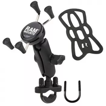RAM Mounts X-Grip -puhelinteline ohjaustangon U-pulttipohjalla
