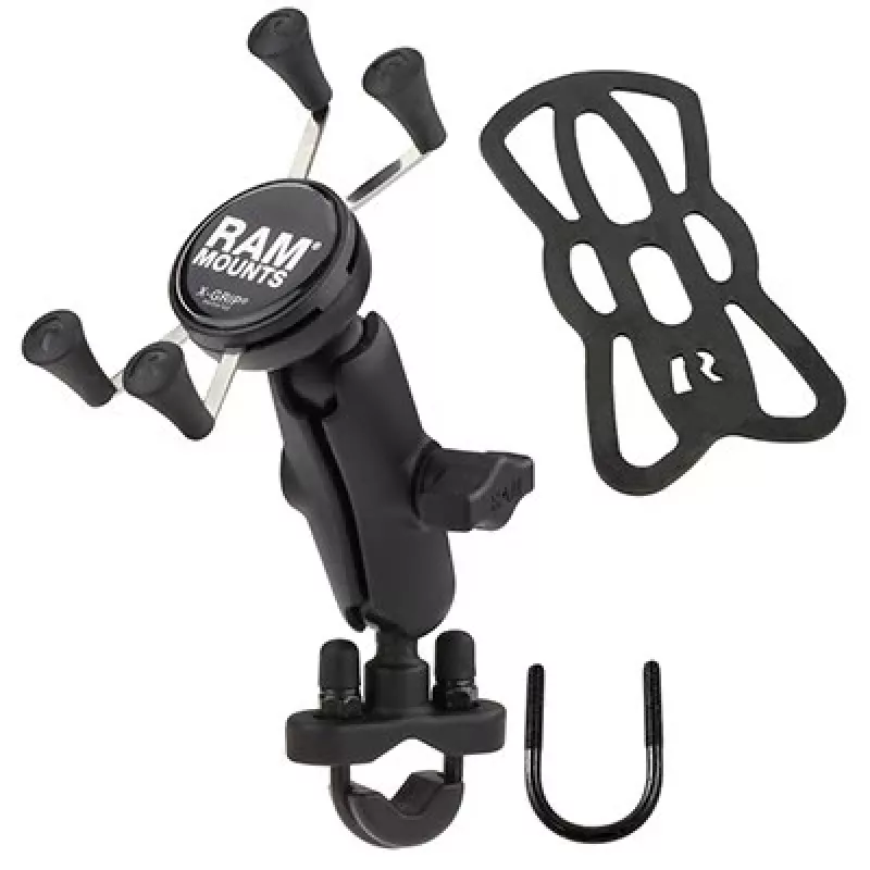 RAM Mounts X-Grip -puhelinteline ohjaustangon U-pulttipohjalla