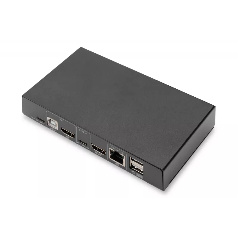 DIGITUS DS-12901 - KVM-/ääni-/USB-kytkin - 4K 30 Hz, USB-C/USB/HDMI-tulo, HDMI-lähtö, verkko