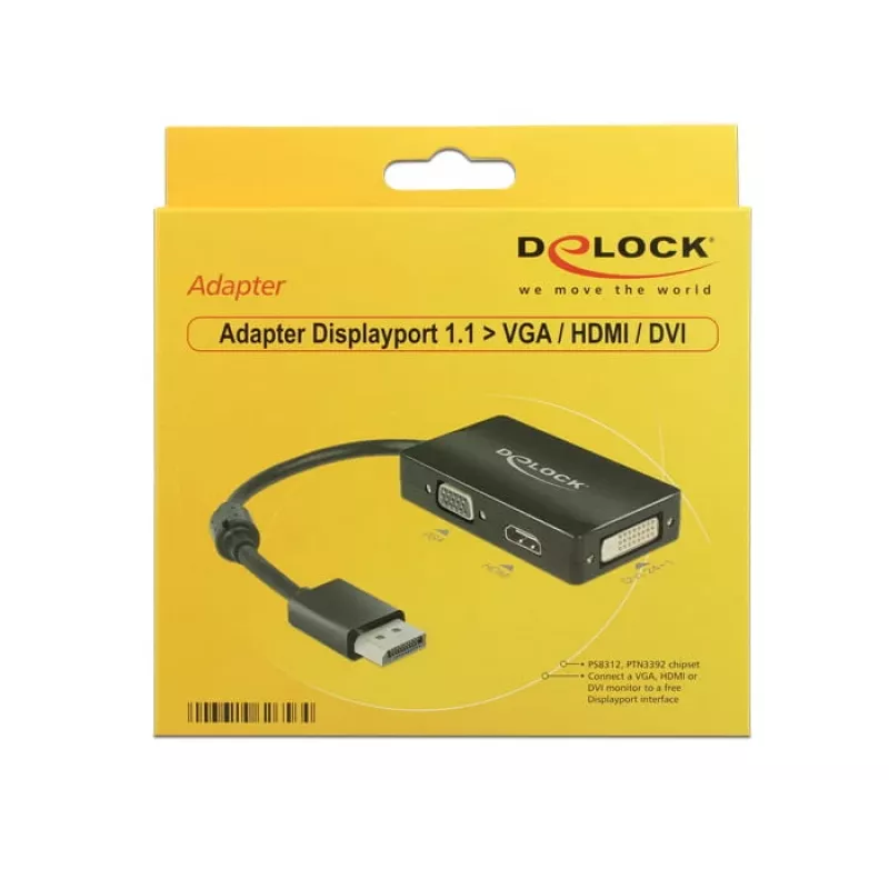 DeLOCK 0.16m DisplayPort/VGA+HDMI+DVI VGA (D-Sub)+ HDMI + DVI musta