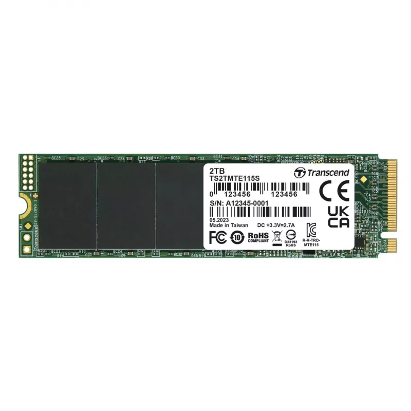 Transcend 115S - SSD - 2TB - sisäinen - M.2 2280 (kaksipuolinen) - PCIe 3.0 x4 (NVMe) (TS2TMTE115S)