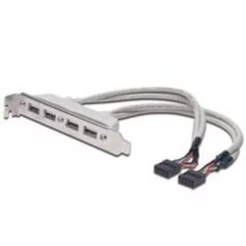 Korttipaikkakaapeli USB 2.0 HighSpeed tyyppi 2xIDC (5pin)/4xUSB A M/F harmaa 0,25 m