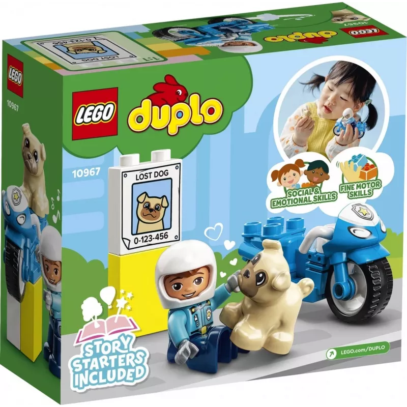 LEGO Duplo Poliisi 10967 lelumoottoripyöräsarja liikkuvilla pyörillä ja poliisihahmolla