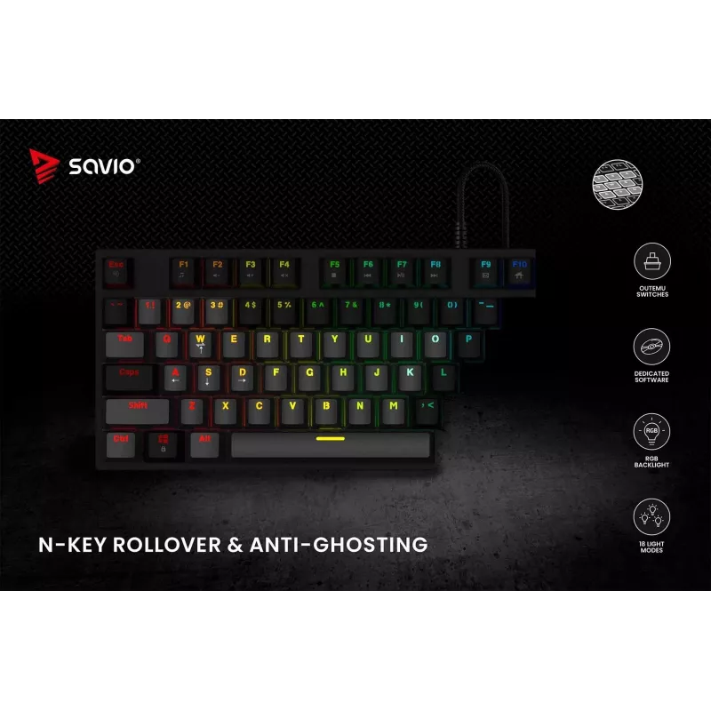 Savio mekaaninen näppäimistö RGB Tempest X2 Outemu Brown