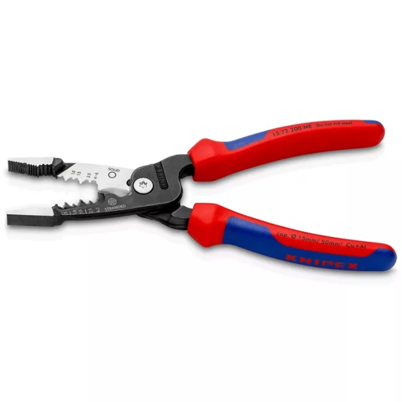 Knipex 13 72 200 ME kuorintapihti musta, sininen, punainen, ruostumaton teräs