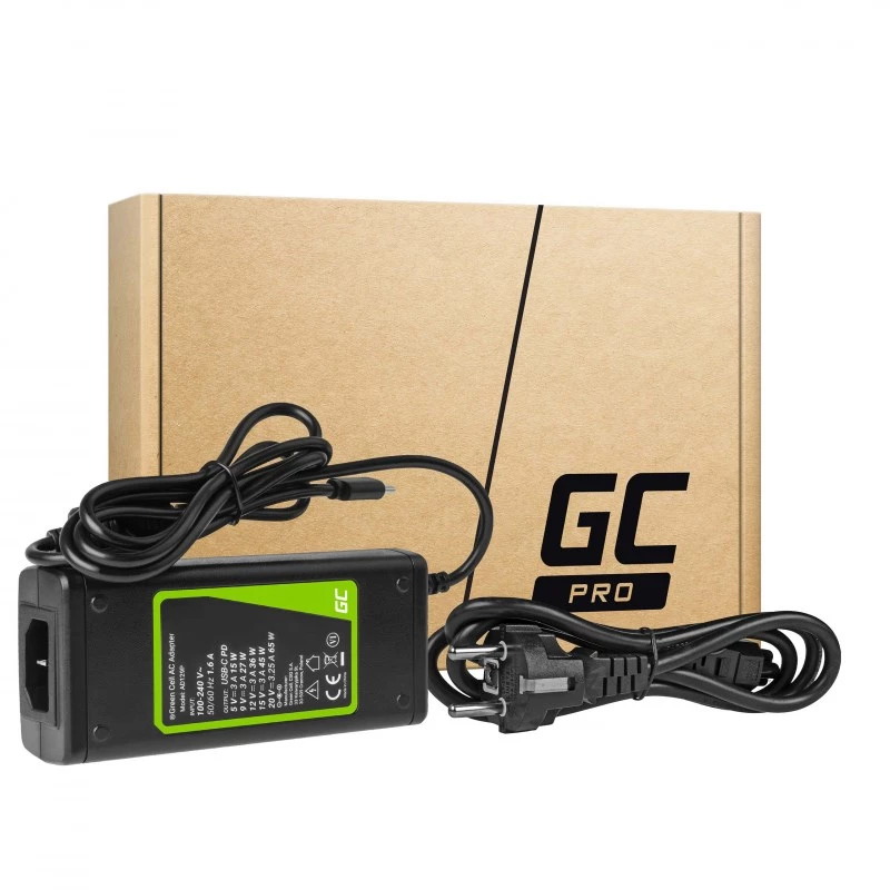 Green Cell AD134P USB-C-laturi AC-adapteri 65W kannettavaan tablettiin älypuhelimeen