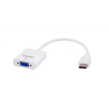Savio CL-27B videokaapeliadapteri 0,1 m HDMI tyyppi A (standardi) VGA (D-Sub) valkoinen