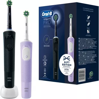 Oral-B Vitality Pro D103 Duo, sähköhammasharja musta/lila, Black/Lilac Violet, sis. 2 käsiosaa