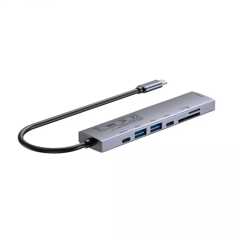 USB-C-keskitin Unitek H1124AGY01 100W PD, HDMI 2.0, 2x USB‑A, 2x USB‑C, SD/microSD-kortinlukija — alumiini