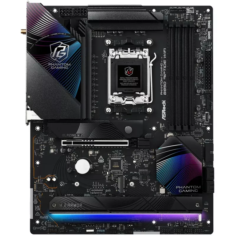 Emolevy ASRock Phantom Gaming B850 Riptide WiFi — AMD B850, kanta AM5, ATX, DDR5, 4x M.2, Wi-Fi 7, 2.5Gb LAN