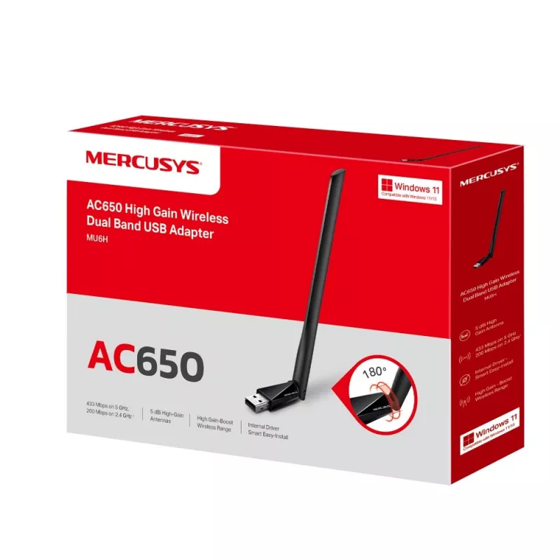 Mercusys AC650 High Gain langaton kaksikaista USB-adapteri