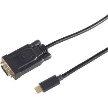 Videokaapeli-adapteri S/CONN 10-59045 3 m USB Type-C VGA (D-Sub) musta