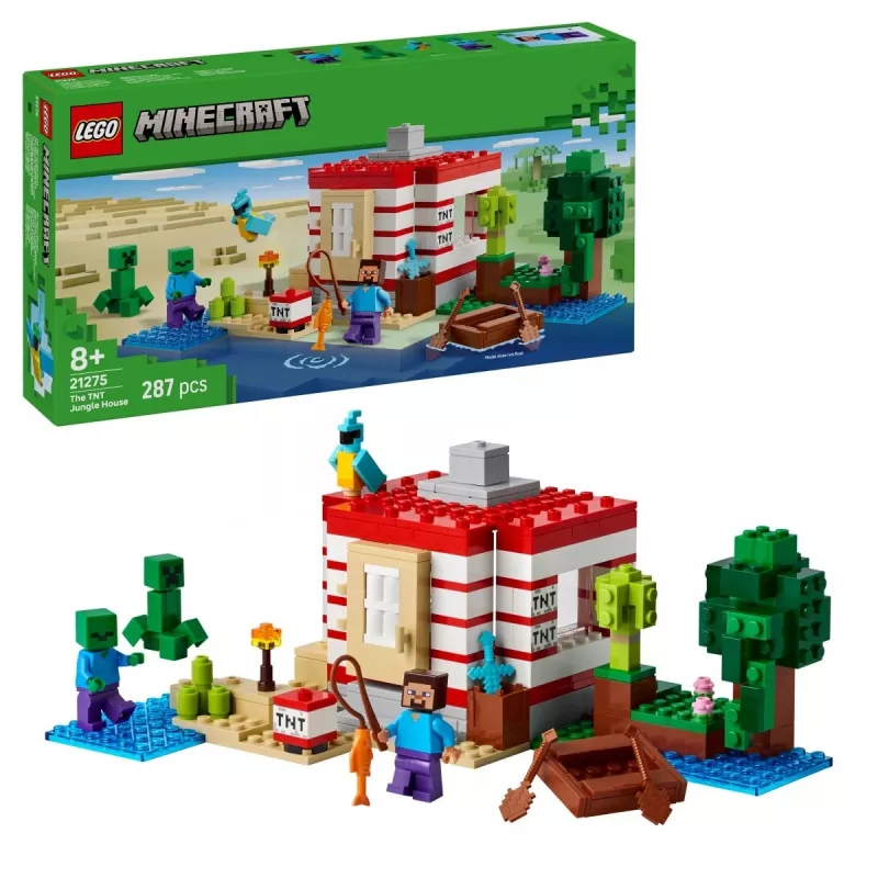 LEGO Minecraft setti 21275 TNT-viidakkotalo rakennuslelu, 287 osaa, 2 minihahmoa, 8+ vuotta
