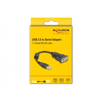 DeLOCK 61549 sarjakaapeli musta 0,25 m USB Type-A RS-232