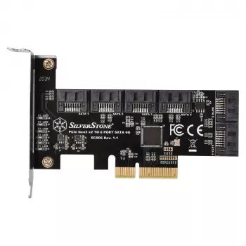 SILVERSTONE Serial ATA -ohjain SST-ECS06 — PCIe-kortti kuudella SATA-portilla