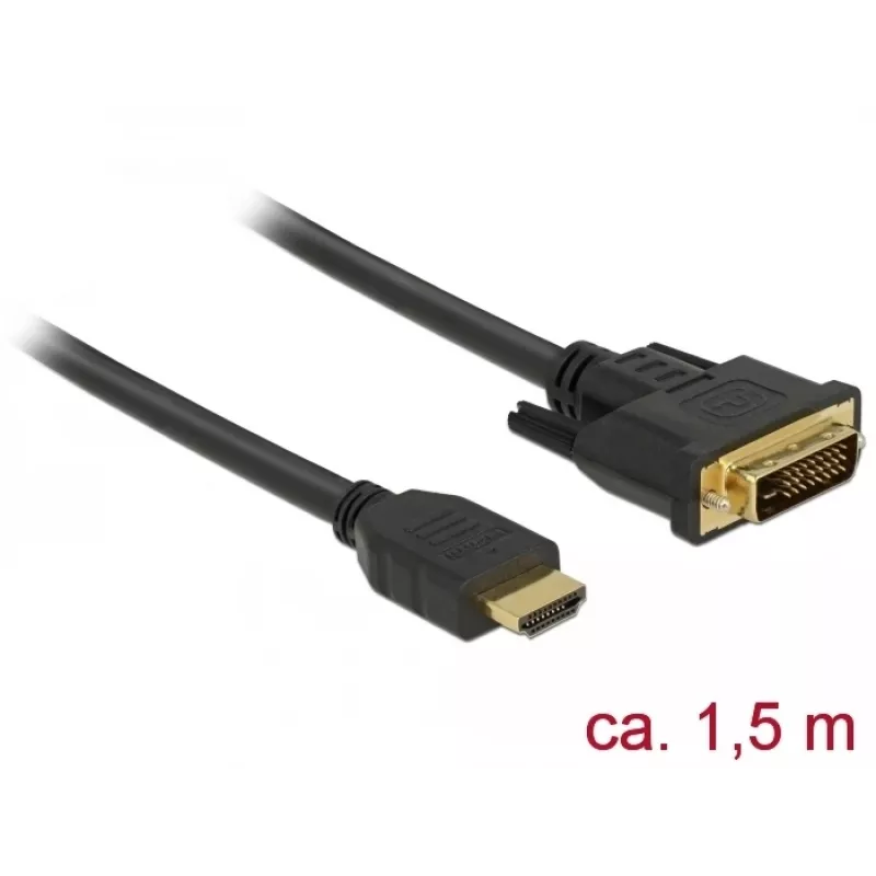 DeLOCK 85653 videokaapelisovitin 1,5 m HDMI Type-A DVI musta