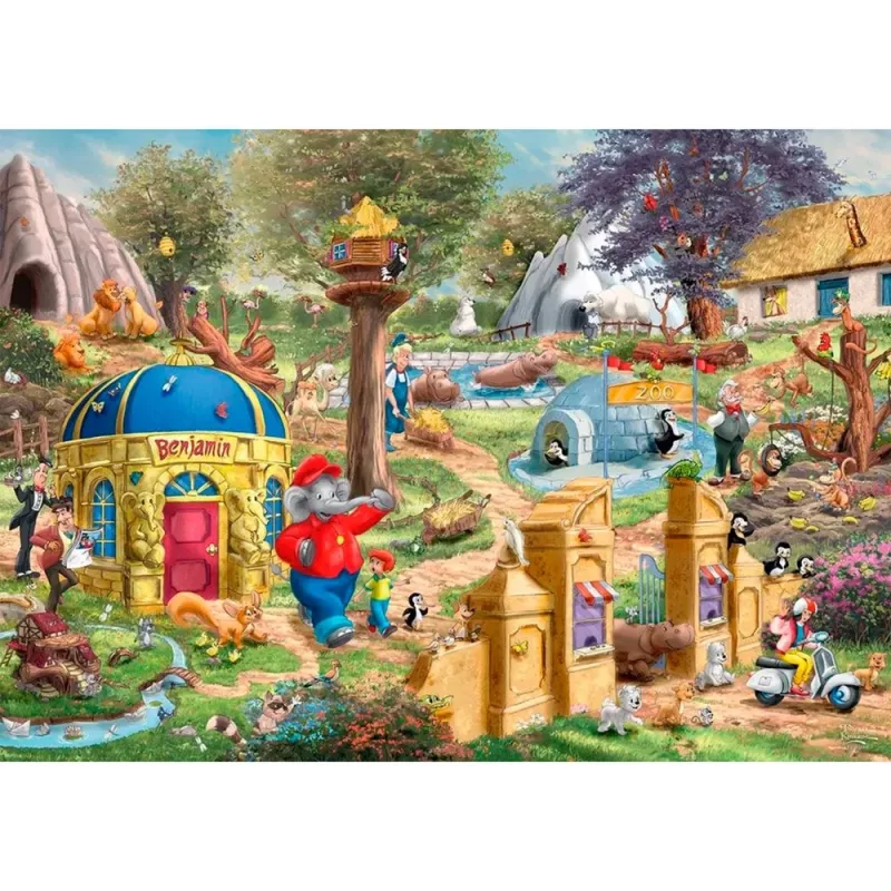 Thomas Kinkade Studios: Benjamin Blümchen, Ein Tag im Neustadt Zoo, palapeli 1000 osaa