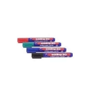 Edding 10 Brilliant-Paper-Marker pysyvä tussi – 30 lajiteltua väriä, kärki 1,5–3,0 mm