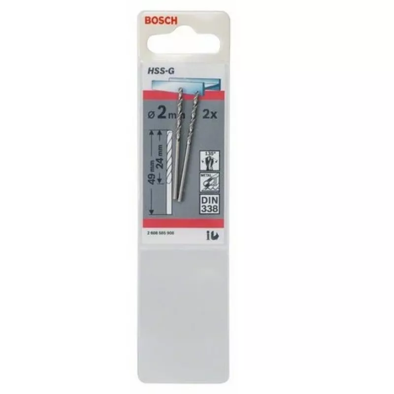 Bosch 2 608 585 908 HSS-G kierreporanterät metallille, 2,0x24x49 mm, 2 kpl