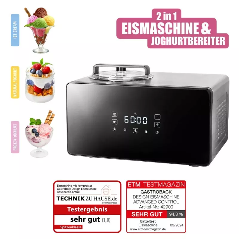 Perinteinen jäätelökone Gastroback Design Advanced Control 1,5 L 150 W musta Satin steel