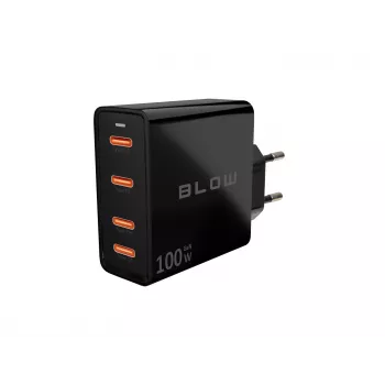 Seinälaaturi BLOW 4×USB-C PD 100W GaN, 4 porttia, PD 3.0, PPS, 200–240V tulo